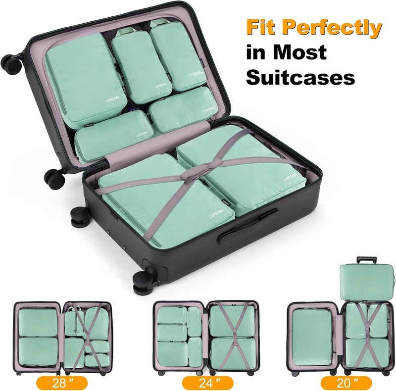 Velaybor 8 Set Compression Packing Cubes for Travel, Waterproof Luggage Organizers, Suitcase Organizer Set for Carry-On & Checked Baggage, Travel Accessories for Men & Women - Image 2